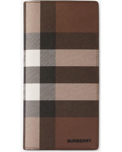 Burberry Brieftasche im Kontinentalformat aus Check-Gewebe und Leder - Braun