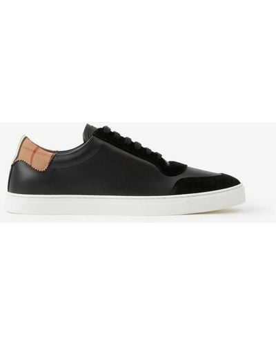 Burberry Leather, Suede And Vintage Check Cotton Trainers - Multicolour