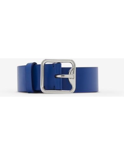 Burberry Leather B Buckle Belt - Blue