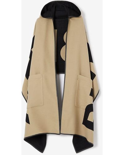 Burberry Wool-blend Hooded Cape - Natural