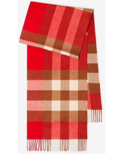 Burberry Check Cashmere Scarf - Red