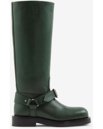 Burberry Leather Saddle Tall Boots - Green