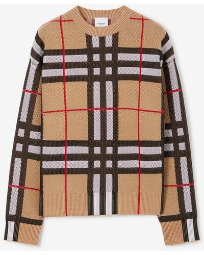 Burberry Check Cotton Blend Sweater - Multicolor