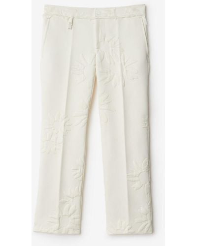 Burberry Daisy Silk Blend Tailored Trousers - Natural