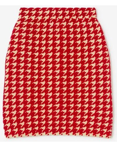 Burberry Houndstooth Nylon Blend Mini Skirt - Red