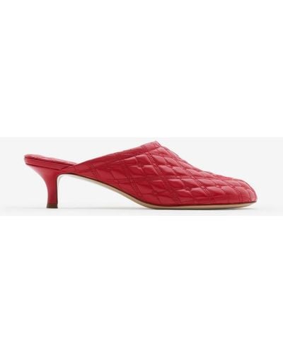 Burberry Ekd Leather Baby Mules - Red