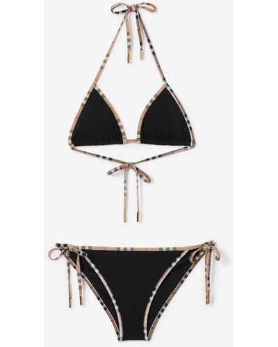 Burberry Bikini triangle avec bordure Check - Noir