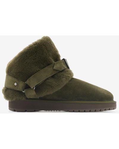 Burberry Suede And Shearling Chubby Boots - Green