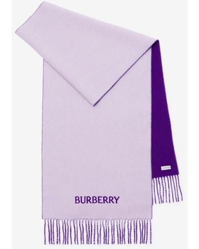 Burberry Reversible Ekd Cashmere Scarf - Purple