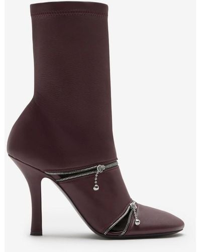 Burberry Leather Peep Boots - Brown