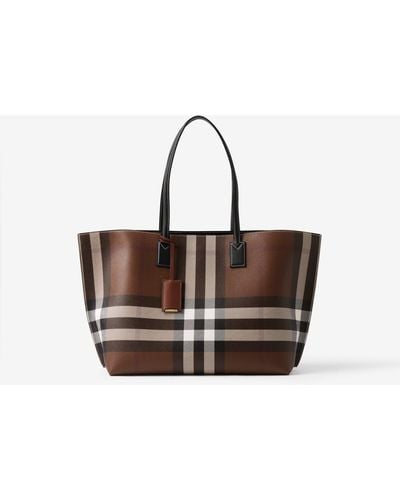 Burberry Check Tote - Brown
