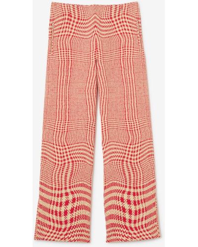 Burberry Warped Houndstooth Nylon Blend Track Pants - Pink