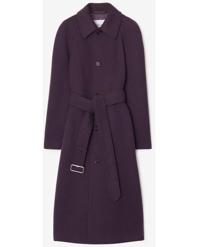 Burberry Wool Car Coat - Purple