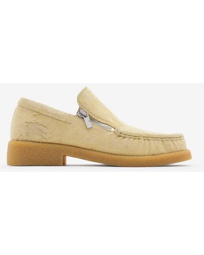 Burberry Suede Chance Loafers - Natural
