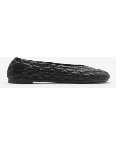 Burberry Leather Sadler Ballerinas - Black