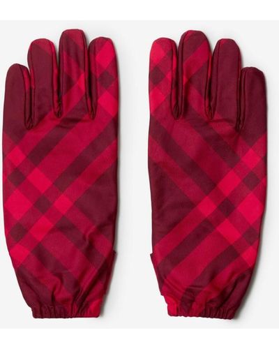 Burberry Check Nylon Gloves - Red