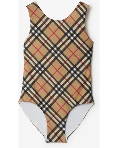 Burberry Check Swimsuit - White