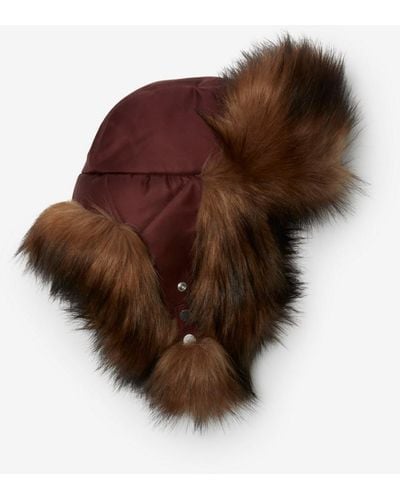 Burberry Faux-fur-trimmed Trapper Hat - Brown