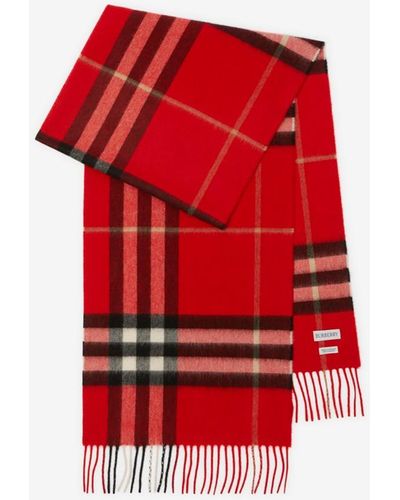 Burberry Check Cashmere Scarf - Red