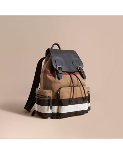 Burberry The Large Rucksack In Canvas Check And Leather Classic - Multicolor