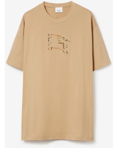 Burberry Baumwoll-T-Shirt mit EKD-Motiv in Check - Natur
