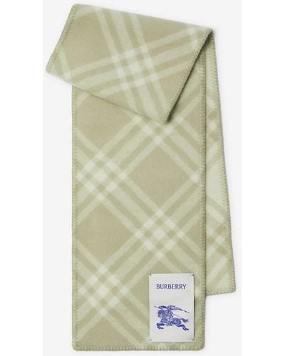 Burberry Check Wool Scarf - Green