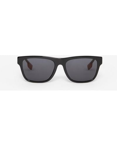 Burberry Vintage Check Detail Square Frame Sunglasses - Gray