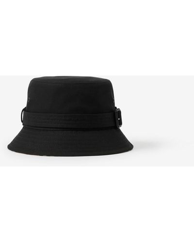 Burberry Cotton Gabardine Belted Bucket Hat - Black