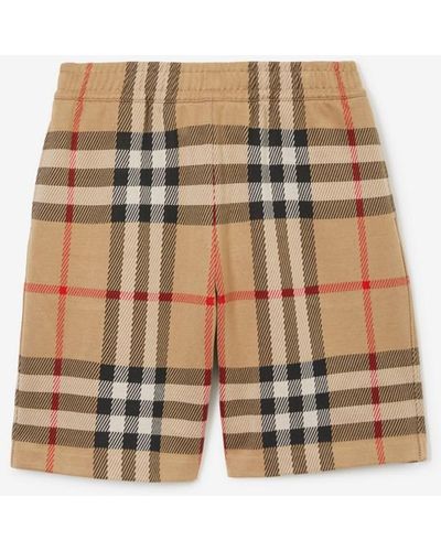 Burberry Check Cotton Shorts - Natural