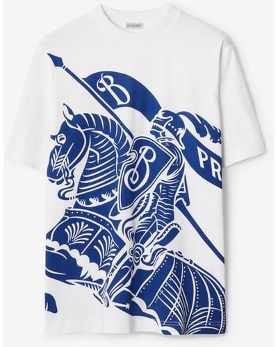 Burberry Equestrian Knight Design Relaxed-fit Cotton-jersey T-shirt - Blue