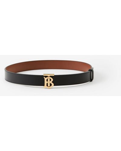 Burberry Leather Reversible Tb Belt - Black