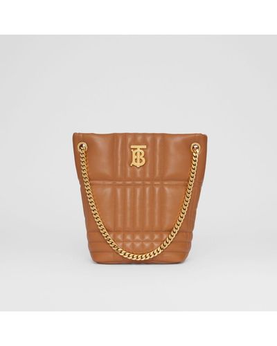 Burberry Quilted Leather Small Lola Bucket Bag - Brown