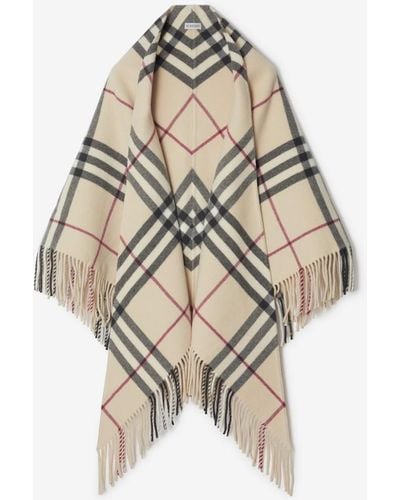 Burberry Cape aus Wolle in Check - Mettallic