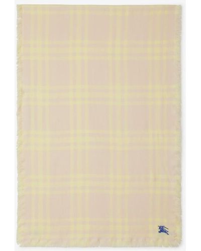 Burberry Reversible Check Wool Silk Scarf - Natural