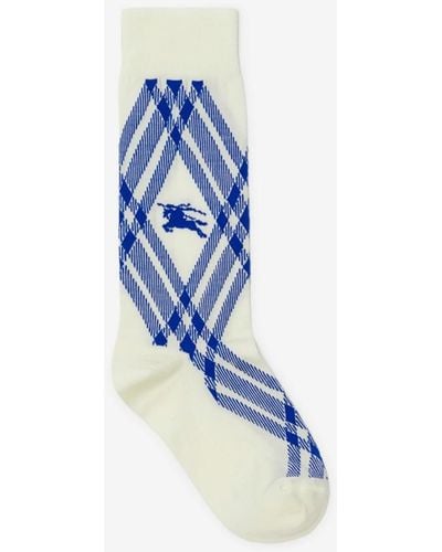 Burberry Check Cotton Blend Socks - Blue