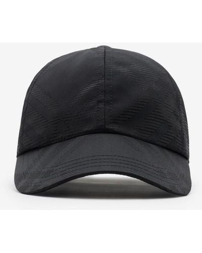 Burberry Check Nylon Blend Baseball Cap - Black