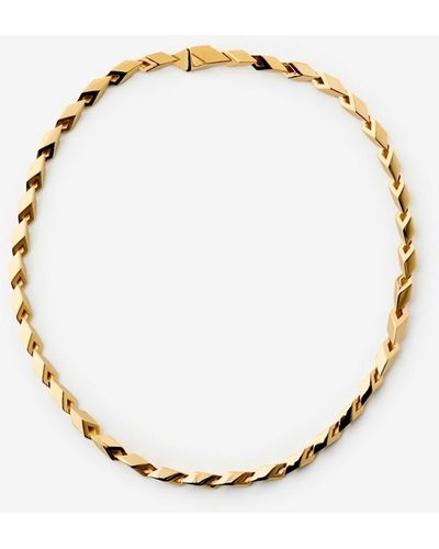 Burberry Hollow Cuban Chain Necklace - Metallic