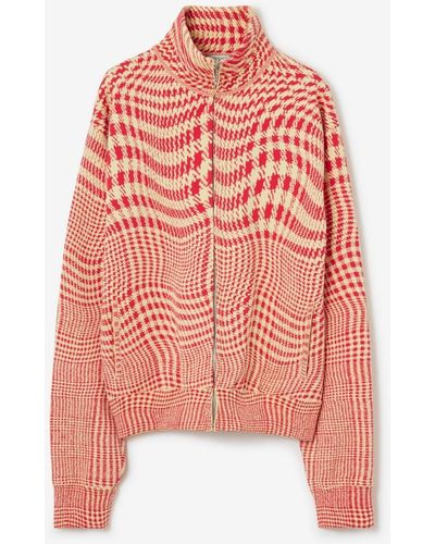 Burberry Warped Houndstooth Nylon Blend Track Jacket - Pink