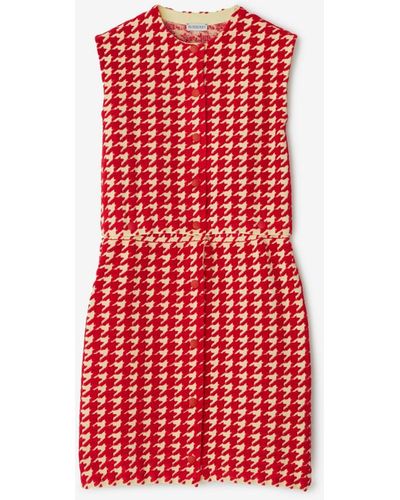 Burberry Houndstooth Nylon Blend Dress - Red