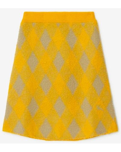 Burberry Argyle Wool Skirt - Yellow