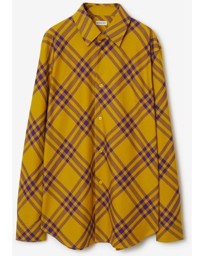 Burberry Check Cotton Shirt - Yellow