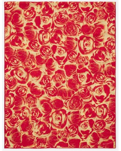 Burberry Rose Cashmere Silk Scarf - Red