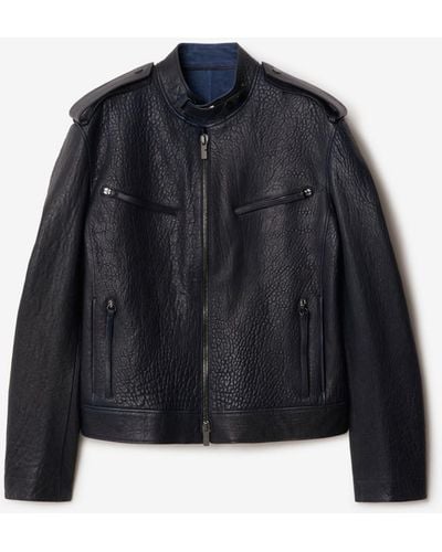 Burberry Leather Jacket - Blue