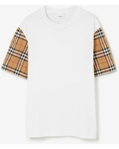Burberry Vintage Check Sleeve Cotton Oversized T-shirt - White