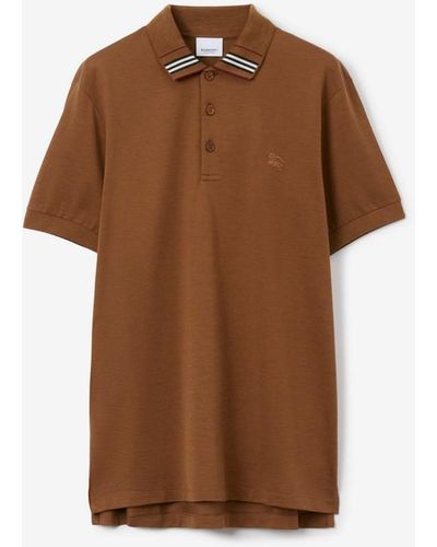 Burberry Cotton Silk Polo Shirt - Brown