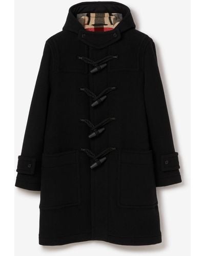 Burberry Wool Blend Duffle Coat - Black