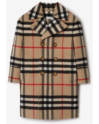 Burberry Check Wool Cashmere Coat - Multicolor
