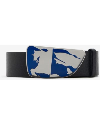 Burberry Thin Leather Shield Ekd Belt - Blue