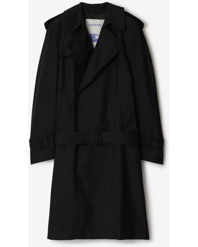 Burberry Long Silk Blend Trench Coat - Black