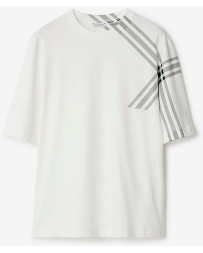 Burberry Check Sleeve Cotton T-shirt - White